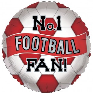 No 1 Football Fan Red & White Balloon